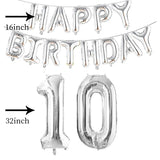 Flyshadow Silver 32inch Number Foil Balloons 10 11 12 13 16 18 25 30 35 40 50 60 Year Happy Birthday Party Decorations Adult Kids Boy Girl