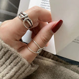 Flyshadow Fashion Width Surface Knot Winding Thai Silver Color Ring Open Finger Ring For Women Jewelry Wholesale Gifts