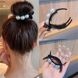 Flyshadow New Pearl Hair Claw Clip For Women Meatball Head Fixed Hair Styling Tools Hairpin Accessories Grab Clip Jewelry Hair Ornaments