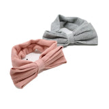 Flyshadow New ribbed cotton fabric  knot bow elastic headband children headband fashion kids headband for 12m-4years