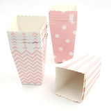 Flyshadow 12pcs Pink Stripe Wave Dot Paper Popcorn Boxes Bag Birthday Party Decoration Christmas Baby Shower Party Supplies