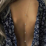 Flyshadow Fashion long crystal back chain wedding accessories Lady Elegant back chain Beach Sexy Necklace topless dress necklace