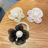 Flyshadow New Ladies Flower Pearl Hair Tie Fashion Elastic Hair Rope Ponytail Rubber Band Maruko Hair Accessories