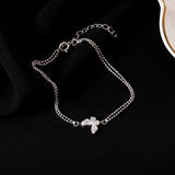 Flyshadow Sweet Shining Zircon Butterfly Bracelet for Women Anti-Allergic Silver Color Chain Bling Bracelet with Stamp Gift