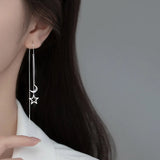 Flyshadow New Fashion korean earrings for Women luxurious Chain Tassel Drop Earrings Retro Silver Color Hanging earrings 2024 trend Jewelr