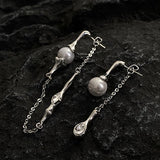 Flyshadow Fashion Design Irregular Metal Long Drop Earrings Women Pearl Chain  Asymmetric Elegant Pearl Boucle Jewelry