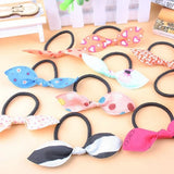 Flyshadow 10/20Pcs Random Color Children Elastic Hair Rope Cute Polka Bow Hair Bands Girl Ponytail Holder Cartoons Hair Accessories