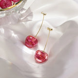 Flyshadow New Arrival Acrylic Earring fashion Geometric fine Women Dropg6f2 Earrings contracted sweet cherry modelling long earrings