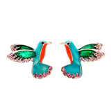 Flyshadow Exquisite crystal Little Bird Earrings New Design Women Enamel glaze Stud Earrings Fashion Jewelry Accessories