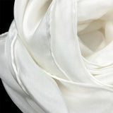 Flyshadow 100% Pure Silk Plain White 8mm Habotai Hand Rolled Lady Long Silk Scarf for Painting and dyeing