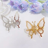 Flyshadow Moving Butterfly Edge Hair Clip Hanfu Hair Accessories Side Clip Bangs Duckbill Antique Metal Spring Clip