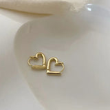 Flyshadow Retro and Minimalist Heart-shaped Earrings for Women with Korean Temperament Internet Celebrity Earrings New Trendy Earrings