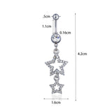 Flyshadow 1PCS Stainless Steel Silver Color Star Belly Button Rings Navel Ring Cubic Zircon Drop Dangle Body Belly Piercing Jewelry Sexy