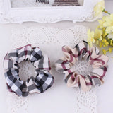 Flyshadow Fashion Woman Scrunchie Set Elastic Hair Band Vintage Plaid Headband Ponytail Band Girl Hair Accessories Hair Band Headwear