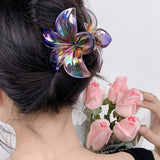 Flyshadow 6 Colors Floral Grab Hair Clips Bohemia Petal Shape Egg Flower Claw Clips Sweet Women Gradient Crab Clamp Girls Hair accesorios