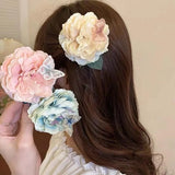 Flyshadow Pink Flower Women's Hair Clip Korean Fashion Lace Butterfly Designer Luxury Club Party Casual Hair Clip For Ladies New Headwear