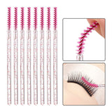 Flyshadow 50pcs Spiral Eyelash Brush Disposable Crystal Rod Straight Head Eyelash Brush Makeup Tool Mascara Wand Applicator Extension New