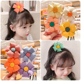 Flyshadow 1pc Handmade Colors Plaid Flower Elastic Hair Bands Cute Candy Color Sunflower Hair Rope Children Ponytail Holder Accessories