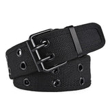 Flyshadow New Men's Double Row Needle Buckle Woven Belt Women's Belt Leisure Sports Outdoor Work Belt with Cargo Pants Jeans Belt