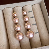 Flyshadow 2024 New Trendy Pink Pearl Stud Earrings for Women Elegant Imitation Pearl Round Earring Wedding Party Jewelry 10/12/14/16mm