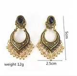 Flyshadow Creative Fashion European and American Retro Exaggerated Ethnic Style Carved Beads Tassel Earrings Accessories Creative Gifts