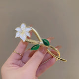 Flyshadow New Elegant Bellflower Frog Buckle Hairpin Metal Ponytail Hair Clips Sweet Hair Claw Fashion Headwear ACCESSORI FOR GIRL