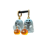 Flyshadow Fashion Halloween Ghost Drop Stud Earrings Women Girl Cute Punk Pumpkin Stainless Steel Jewelry Crystal Hook Dangle Party Gifts