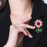 Flyshadow Sunflower Brooch Metal Enamel Floral Plant Pin Badge Girl Imitation Rhinestone Neckline Jewelry Ornament Party Gift Accessories