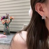 Flyshadow New Punk Style Liquid Butterfly Stud Earring For Woman 2023 Cool Metal Butterfly Earrings Y2k Aesthetic Jewelry Party Gift