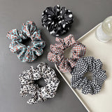 Flyshadow Vintage Leopard Plaid Pattern Hair Ropes Big Size Soft Silk Elastic Hair Ties Elegant Women Ponytail Holder Hair Scrunchies