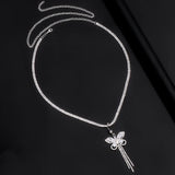 Flyshadow Shiny Rhinestone Butterfly Tassel Waist Chain Sexy Beach Navel Belly Piercing Body Chain Jewelry Accessories for Women