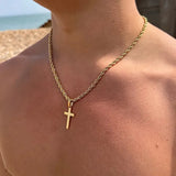 Flyshadow New Stainless Steel Cross Pendant Necklace for Men Women Minimalist Gold Color Jewelry Male Female Necklaces Chokers Gifts 2024