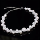 Flyshadow Luxury Vintage Imitation Pearl Choker Necklae For Women Adjustable Pearl Strand Chain Necklace Wedding Bridal Jewelry Gift