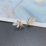 Flyshadow Trend Crystal Elf Flower Fairy Stud Earrings for Women Korean Exquisite Ear Jewelry Accessory Girl Gift