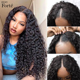 Flyshadow Cheap U Part Human Hair Wigs Jerry Curly Brazilian Hair Wigs Natural Black Deep Wave Glueless V Part Wigs 180% Density