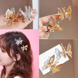 Flyshadow Creative Fashion Headwear Ancient Style Edge Clip Butterfly Hair Clip Trembling Branch Simulation Sweet Girl Metal Hair Clip