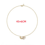 Flyshadow Rhinestone Imitation Pearl Necklace Ladies Fashion Gold Plated Clavicle Korea Jewelry for Women Girls New Neck Chain