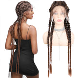 Flyshadow 32inch Lace Front Knotless Box Braided Wigs Synthetic Lace Front Wig for Women 100% Hand Made French Braid Wig with Baby Hair