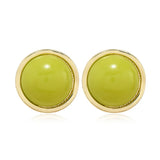 Flyshadow Trendy Green Round Stud Earrings for Women Party Classic Jewelry Golden Color Geometry Beans Shape Earrings