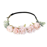 Flyshadow Bohemian Flower Hair Crowns Beach Floral Garland Women Romantic Faux Rose Wedding Hair Wreaths Headband Hair Bands Accessories