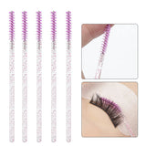 Flyshadow 50pcs Spiral Eyelash Brush Disposable Crystal Rod Straight Head Eyelash Brush Makeup Tool Mascara Wand Applicator Extension New