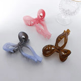 Flyshadow 5.2inch Simple and Versatile Hollow Streamer Bow Ties Oil Dripping Plastic Hair Claw Clip Hairpin Hair Accessories for Women