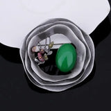 Flyshadow Vintage Large Round Zinc Alloy Resin Flower Brooches for Women Exquisite Hollow Brooch Pins for Men Plant Fashion Jewelry