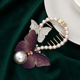 Flyshadow New Headwear Temperament Ball Hair Clip Hand-Embroidered Butterfly Pearl Ponytail Clip Headdress Head Buckle Accessories