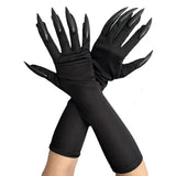 Flyshadow 40cm Spandex Halloween Cosplay Compulsion Fashionable Personality Stretch Ghost Claw Long Nail Gloves Stage Performance Solid