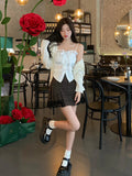 Flyshadow 2024 New Pure Color Lace Strap Blouse Ladies Casual Elegant Sexy Crop Tops Party Slim Korean Style Fashion Vest Design Chic