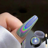 Flyshadow 1Box Silver Laser Semi-Solid Magic-Mirror Nail Powder Metallic Holographic Glitter Mirror Nails Dust Gel Polish Chrome Decoratio