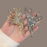 Flyshadow New Elegant Angel Hair Claw Clips Shiny Rhinestone Metal Angel Dancer Hollow Ponytail Claw Clip Hair Clip WOMAN HAIR CLIP tiara