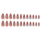 Flyshadow 24pcs Almond False Nails French Ballet Nail Halo Dyed Wearable Almond Fake Nails Full Cover Press on Nails Nail Art Tips DIY