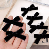 Flyshadow French Retro Black Velvet Bowknot Ribbon Hair Clip Girl Small Hairpin Bobby Pin Girls Bow Barrettes Sweet Headwear Accessories